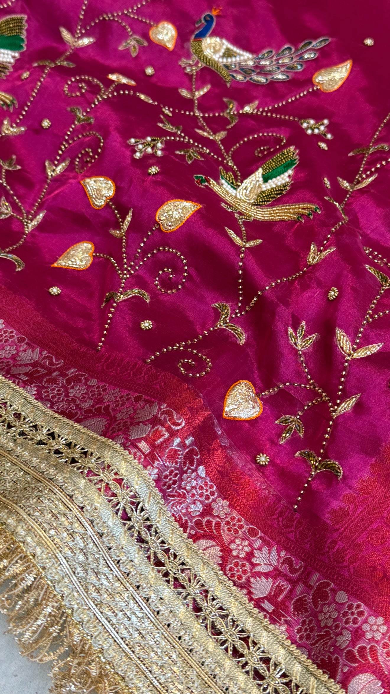 Hathi , ghoda aur palki wali saree - Husn tissue silk hand embroidered saree
